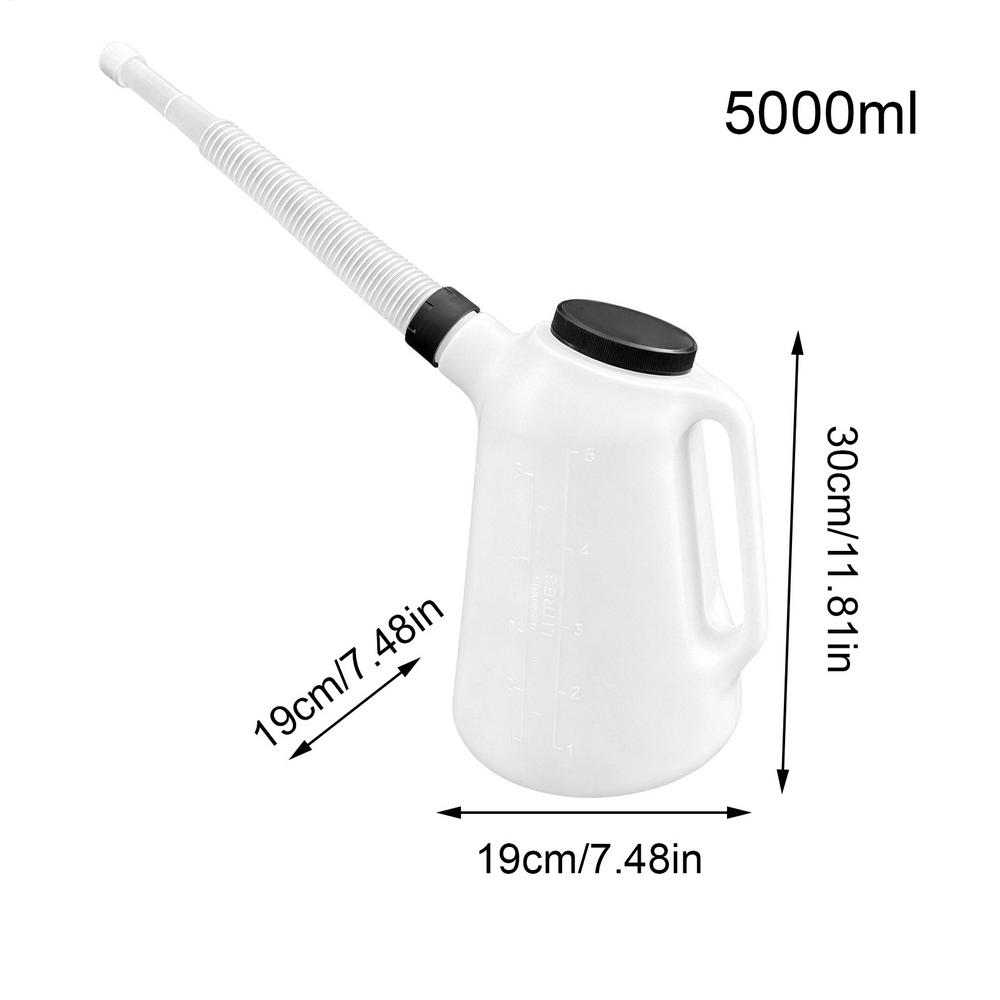 Oil Fill Jug 5L Fluid Jug with Spout and Lid Motor Oil Measuring Container for Car Engine Machine Kitchen Cooking