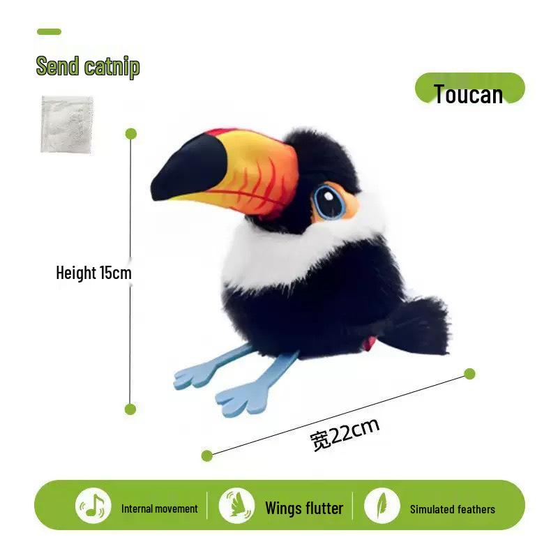 Plush Electric Flapping Bird Cat Toy with Sound and Automatic Motion