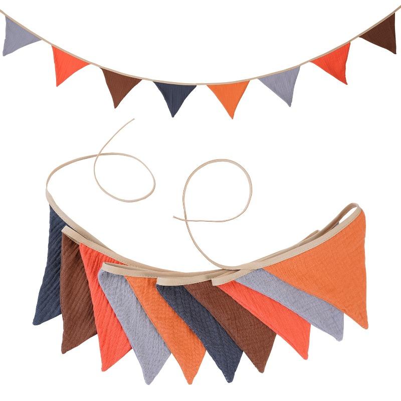 10 Drapeaux 2,6M Fanions en Jute Décoration de Fête de Mariage Banderoles Vintage Accessoire Photo Guirlande pour Maison Baby Shower Carnaval
