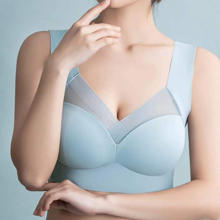 One-piece Fixed Latex Cup Traceless Ice Silk Thin Style Beautiful Back Wrap Chest No Underwire Sports Wipe Bra