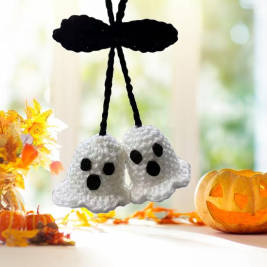 1 Pair Ghost Pendants Crochet Car Mirror Hanging Accessories