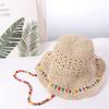 Pastoral Style Big Brim Sun Hat Colored Beads UV Protection Cap Fashion Women Straw Hat  Female