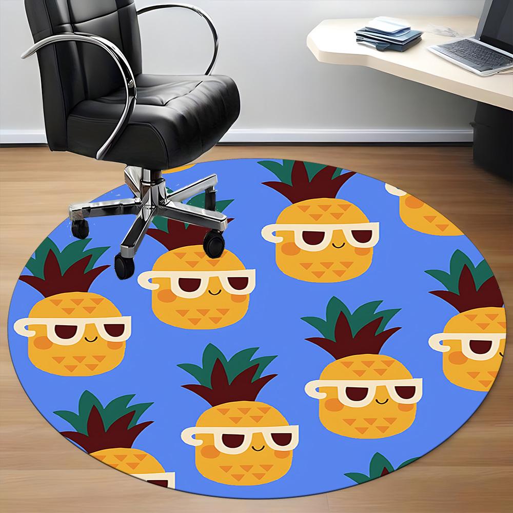 1pc Pineapple Pattern Carpet, Round Non Slip Durable Large Size Office Carpet, Suitable for Office