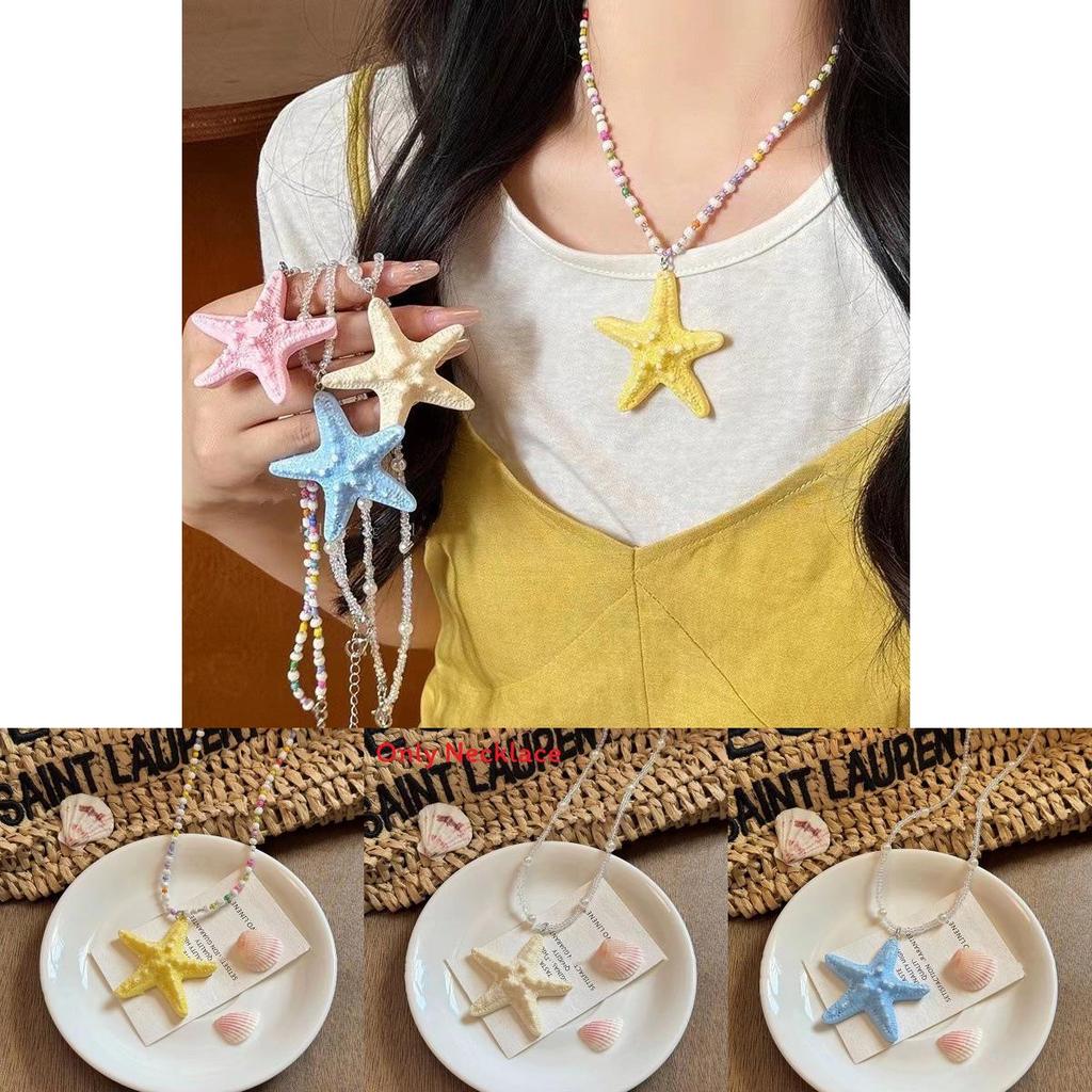 Dolphin Resin Starfish Necklace For Women Summer Beach Vacation Jewelry Accessory