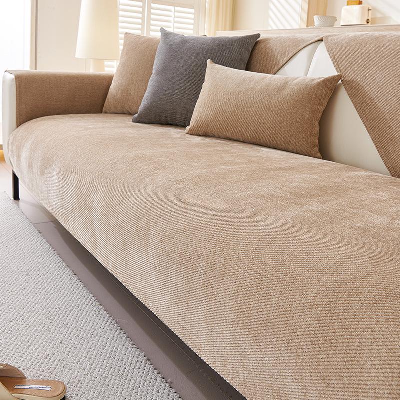 2025 Universal Non-Slip Waterproof Chenille Sofa Cushion - Modern Solid Color, Four Seasons