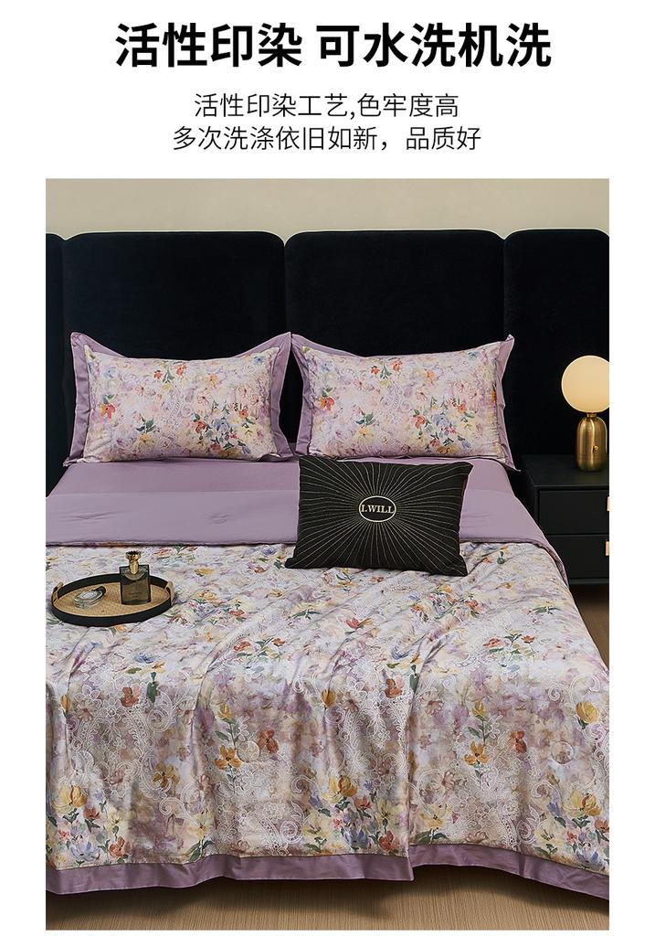 100 cotton printed 20% silk fiber washable air conditioner summer cool quilt - Drunken Linglong