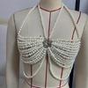 Stylish Pearls Body Necklace Fashionable Waist Chain Bra Chain Portable for Enhancing Curves At Romance Event Wear