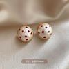 Hemisphere Red Polka Dot Pearl Stud Earrings Fashion Simple Earrings Natal Year Earrings