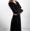 Women's And Winter Gold Velvet V-Neck Solid Color Long-Sleeved Party Dress