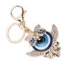 Rhinestone Keychain Fashion Jewelry Bag Purse Accessories with Owl Blue Turkish Evil Eye Pendant