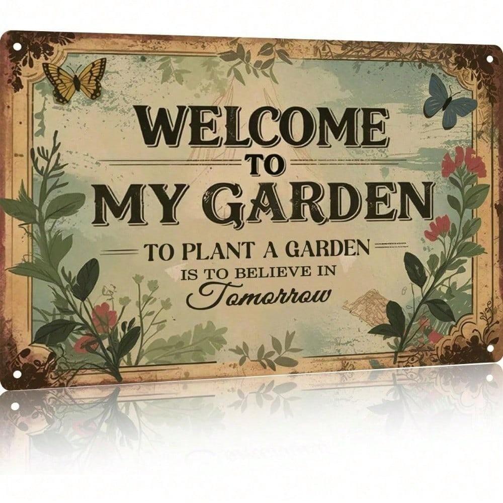 Vintage Metal Garden Sign Welcome To My Wall Art Outdoor Decor
