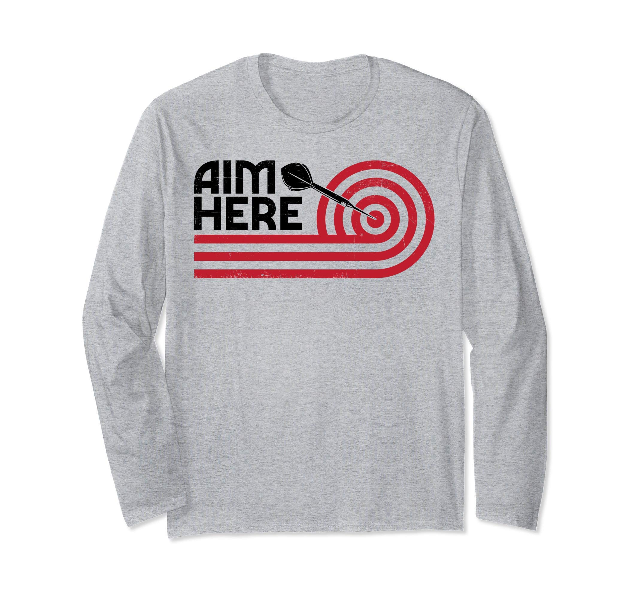 

Aim Here Darts Players Bullseye Target Shooting Dartboard Long Sleeve T-Shirt серый