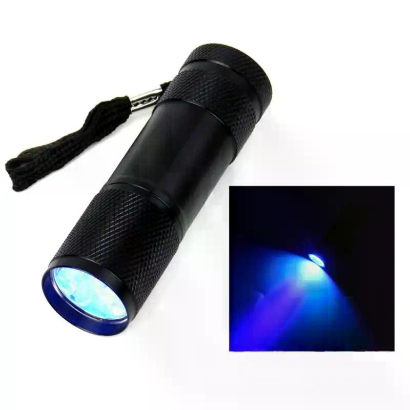 1/2/5Pcs 395nm UV Flashlight, 9LED Purple Light Anti-Skid Torch with Rope, Professional Portable Gadget
