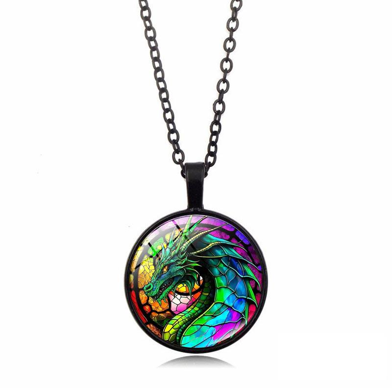 Neue einfache und modische Drachenmuster-Damen-Vielseitig-Retro-Schmuck-Anhänger-Halskette