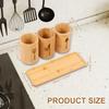 3 Pcs Bamboo Utensil Holder with Tray Cutlery Containers Drying Rack Kitchen Knife Spoon Fork Storage Tableware Organizer