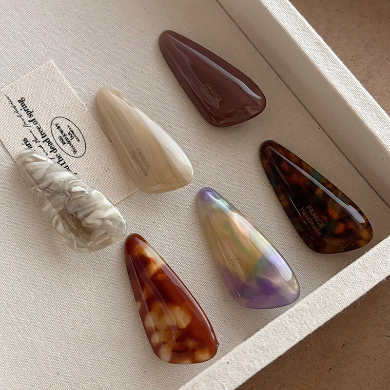 Lifty Geometric Marble Mother-of-Pearl Hairpin Purple