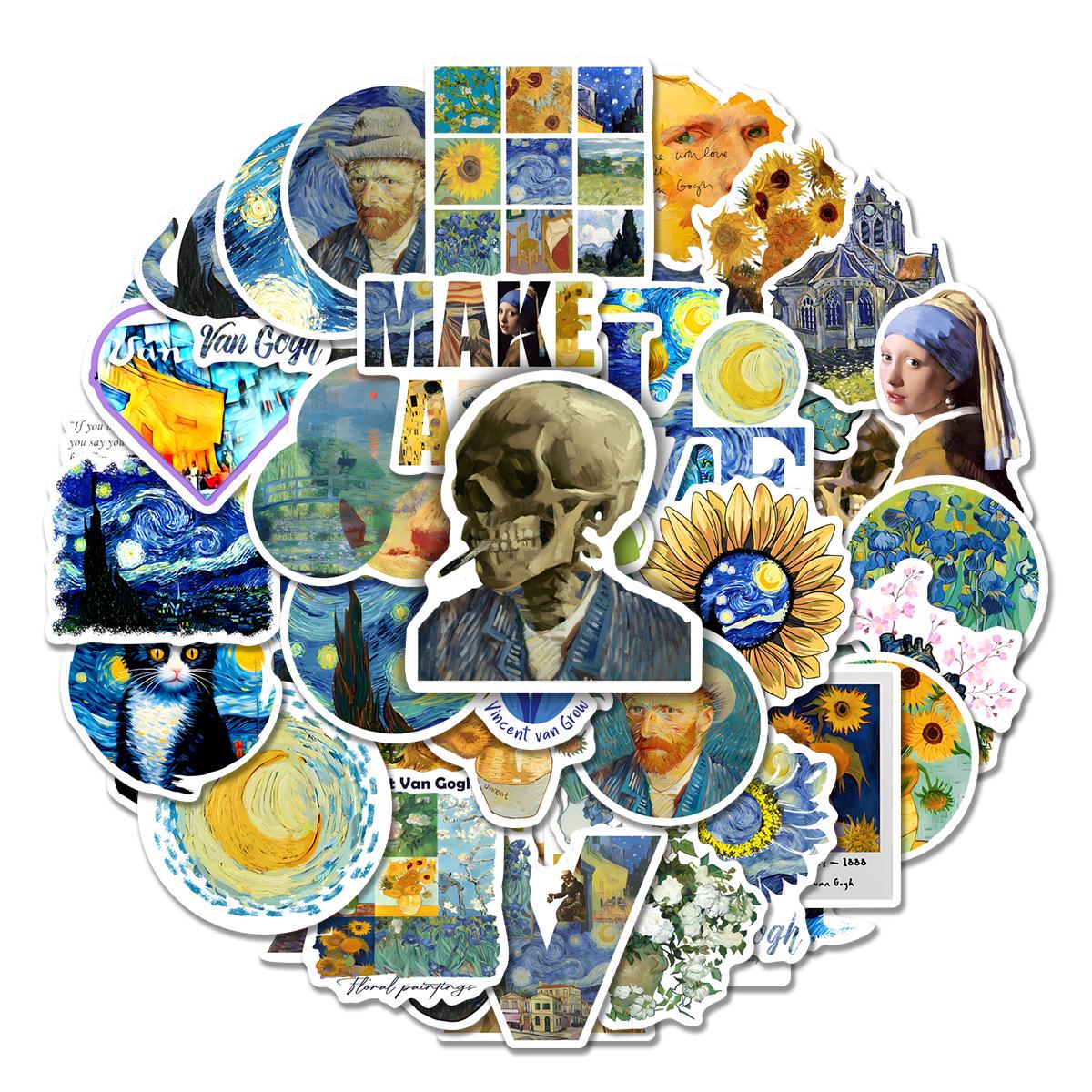 Van Gogh Art Masterpiece Stickers: 50 Sheets for Phone Cases, Journals, Notebooks, Laptops, and DIY Decoration. No