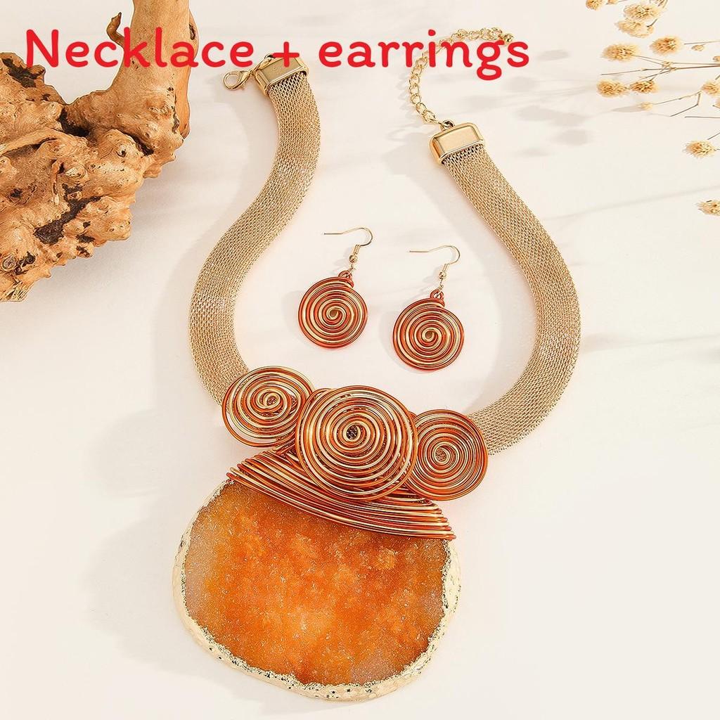 Resin With Short Necklace And Earrings Set For Trendy Fashion Looks