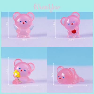 Adorable Miniature Luminous Bear Figurine Resin Garden Decoration Cute Desktop Ornament