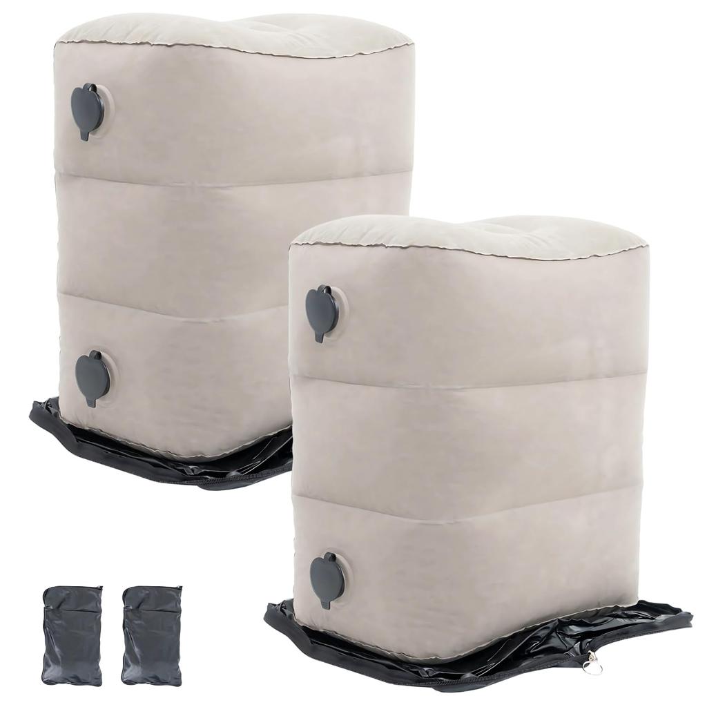 adelphos Footrest for Night and Under Desks No Pump Rapid Inflation 3 Height with Backflow Prevention Large Capacity FOOT1 of Airplanes, Cars, Buses,