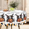 1 Halloween-Themed Tablecloth With Black Cat Pattern, Orange And Black Plaid, Suitable For Home And Kitchen Decoration