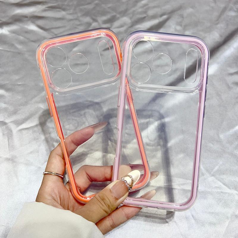 Shockproof Border Candy Color Clear Case for iPhone 17 Air 16 15 14 13 12 11 Pro Max Plus 17Pro Luxury Soft 2 in 1 Bumper Cover