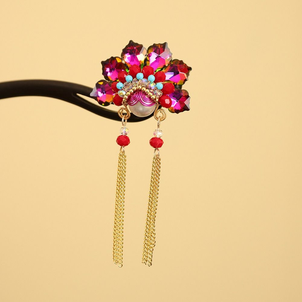 Red Wooden Hair Stick Tassel Hanfu Hairpin Classical New Chinese Style Hair Clip  Bridal