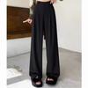 Pantaloni Eleganti da Donna a Vita Alta Drappeggiati Gamba Larga Stretta Gamba Dritta Lunghezza Pavimento Pantaloni Casual