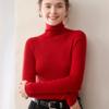 Damen Schlank Geschnitten Hoher Kragen Nahtlos Gestrickter Wollpullover - Langarm Basisschicht für Herbst und Winter