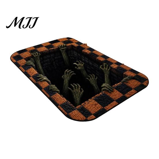 Bedroom Decorative Mat 3D Visual Halloween Rug, Non-Slip Creepy Bathroom Dust Proof Entrance Washable Spooky Floor for Kitchen Home Decor