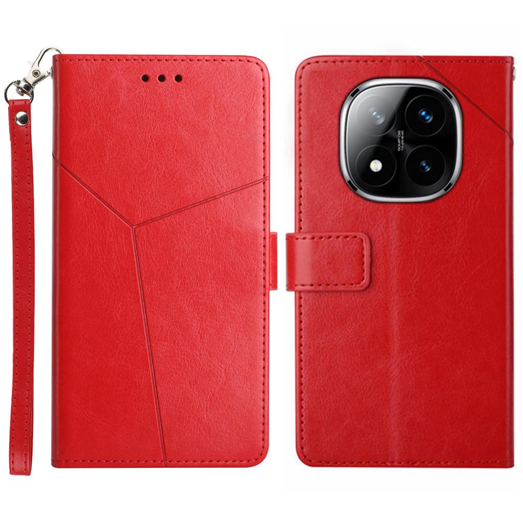 For Xiaomi Redmi Note 14 Pro 4G Case Y Shaped Lines Imprint Leather Phone Cover