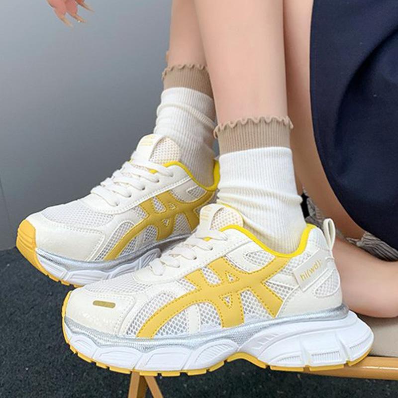 Fashion Mix Color Platform Sports Shoes Women Spring Autumn Breathable Mesh Running Sneakers Woman Lace Up Non Slip Shoes Female
