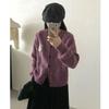American Personalized Embroidery Pattern Round Neck Long Sleeve Knitted Cardigan Women'S Autumn And Winter Loose Casual Sweater Jacket