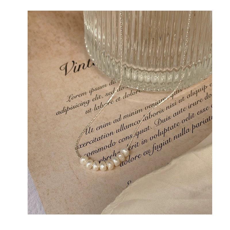 2024 Korean Style: 925 Sterling Silver Bamboo Link Chain with 8 Freshwater Pearls for Women