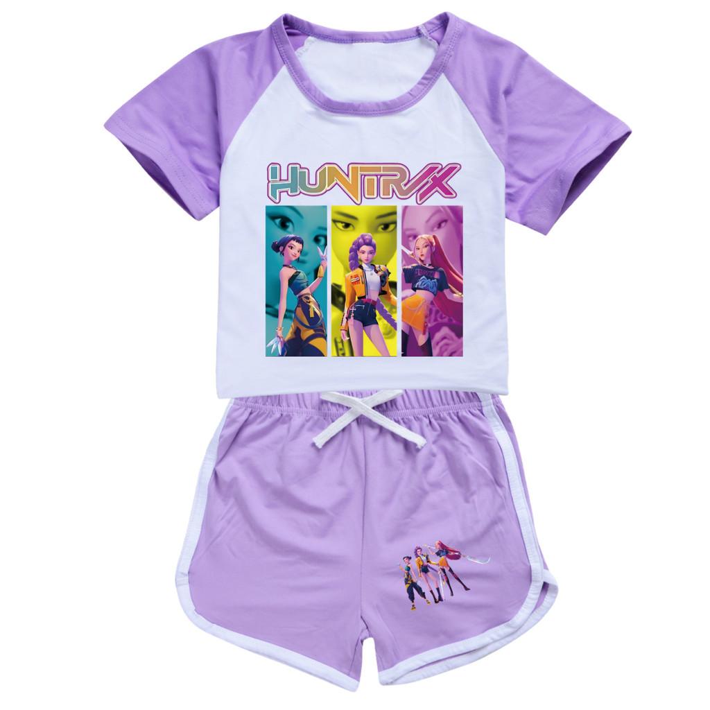 4979 Kids Girls POP Rumi Zoey Mira Print T-shirt Shorts Sport Tracksuit Clothes Set