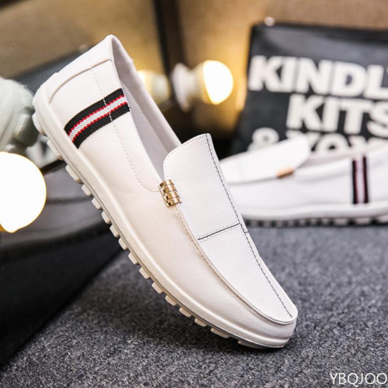 Men's New Casual Breathable Flat Bottomed Simple Trendy Men's Leather Shoes Are Versatile and Lightweight Zapatos De Hombre