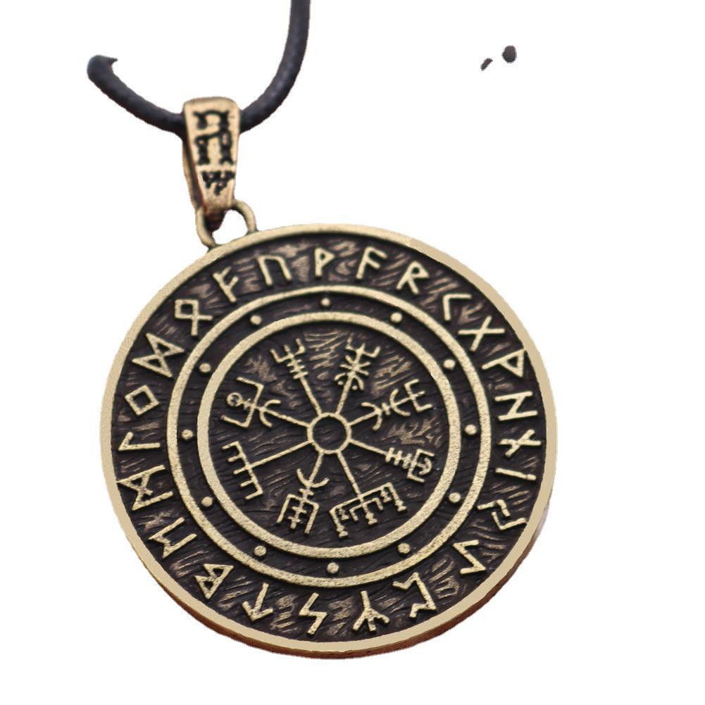 Colier cu Pandantiv Amuletă Nordic Viking Rune Circle pentru Bărbați