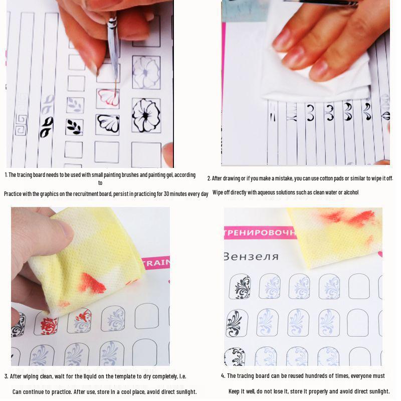 Nail Art Beginner Practice Book: Washable Tracing Board & Detailed Tutorial