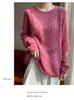 Crochet Hollow Knit Cashmere Sweater - Women's Autumn/Winter Round Neck Loose Fit
