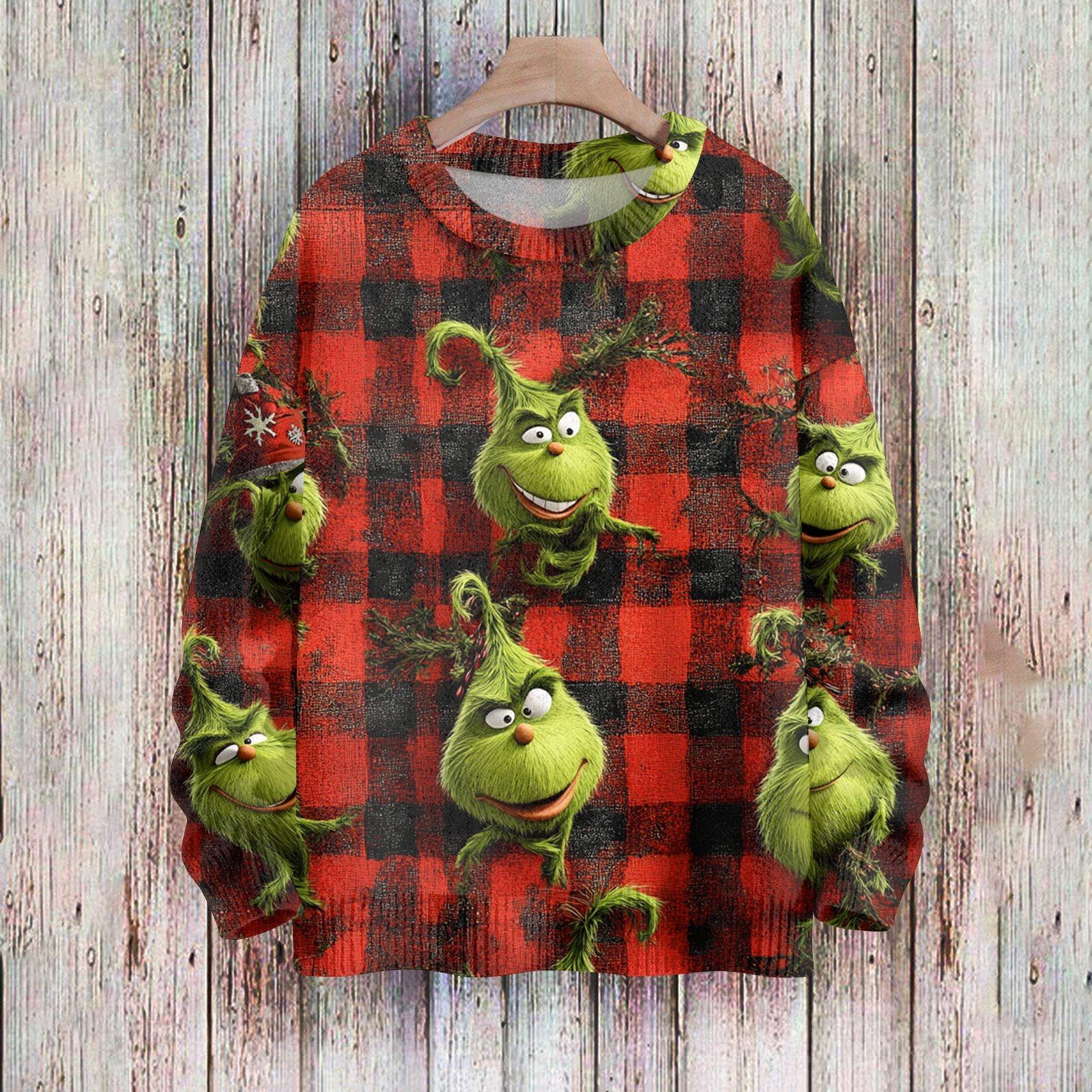 Рождественские толстовки для женщин Вязаный свитер Милая рубашка Осенний свитер с круглым вырезом Топы XXXL винный 2290₽