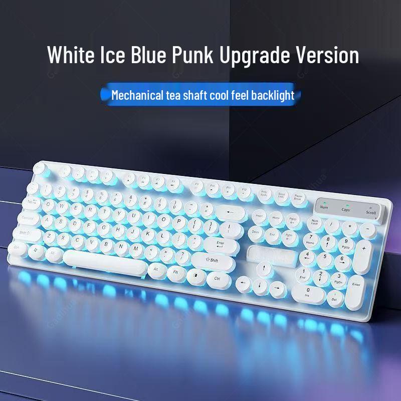 Punk Wired Mechanical Keyboard & Mouse Set with Color-Block Design, Backlit Keys, High Aesthetic, and Enhanced Tactile Feel for Office and Gaming Use