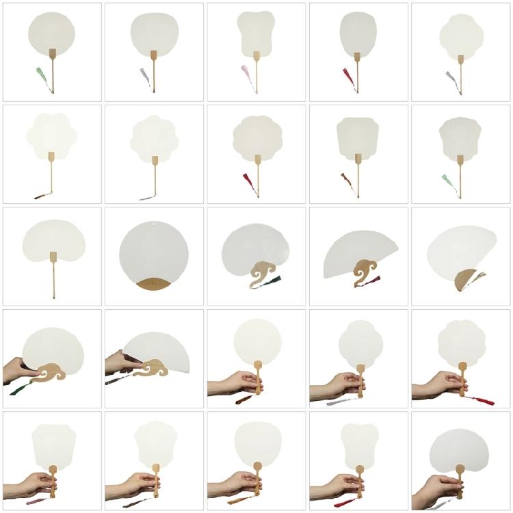 Chinese Rice Paper Fan White Round Fan with Tassels DIYs Blank Fan Decors
