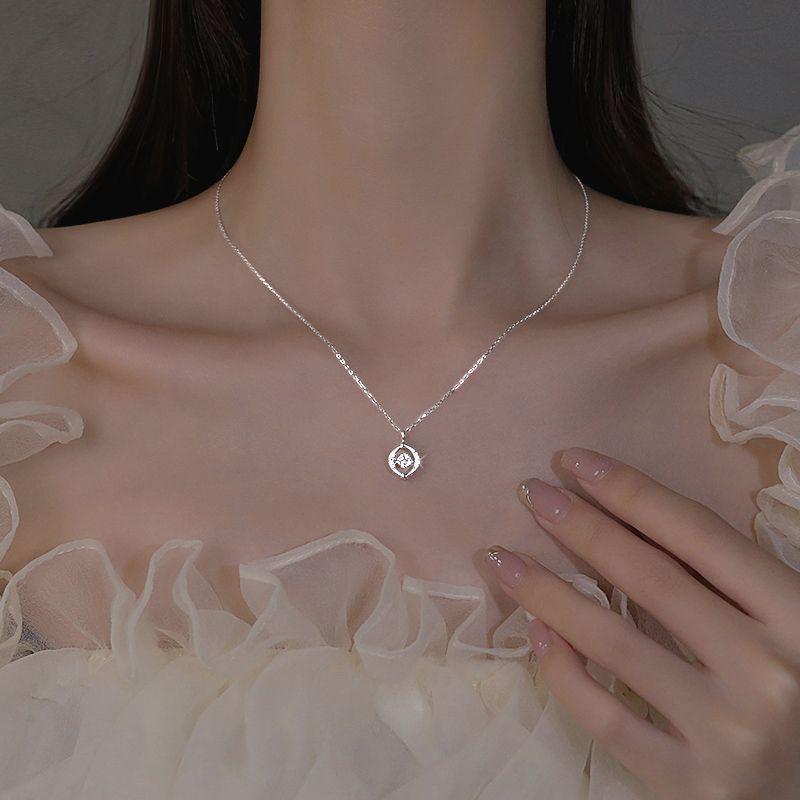Round Crystal Shining Circle Necklace For Women Wedding Jewelry Minimalism Girls Neck Chokers