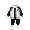 Stylish Boys Autumn Sports Set 2024 Trendy Kids Baseball Jacket Outfit Two Piece Suit