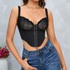 Mesh Fishbone Sling Women's Vest, European and American Sexy Backless Front Buckle Spliced Short Top