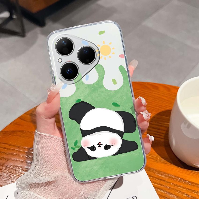 For Huawei Pura 80 70 Pro Plus Ultra Honor X6C 8C Phone Bags Cute Big Eyed Black Cat Patterns Luxury Transparent Lens Protection Case For Huawei Shell
