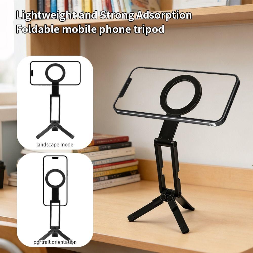 Magnetic Phone Tripod Stand Foldable Portable Smartphone Phone Holder Mini Handheld Selfie Stick Pocket Cell Phone Stand Outdoor