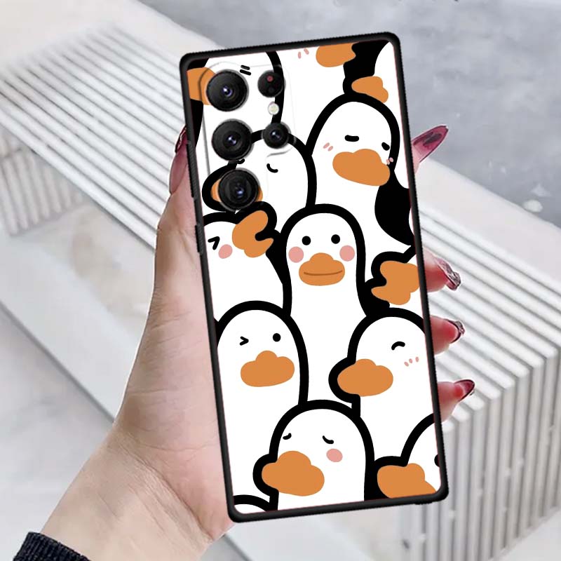 

Мультяшный Аниме Утенок Для Samsung Galaxy S26 S25 S24 S23 S22 S21 S20 Ultra Plus FE 5G Черный Мягкий ТПУ Чехол для Телефона Galaxy S24 FE