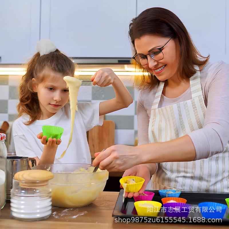 Silicone Muffin Cups Round Baking Molds Nonstick Reusable Cupcake Bakeware Home Kitchen Oven