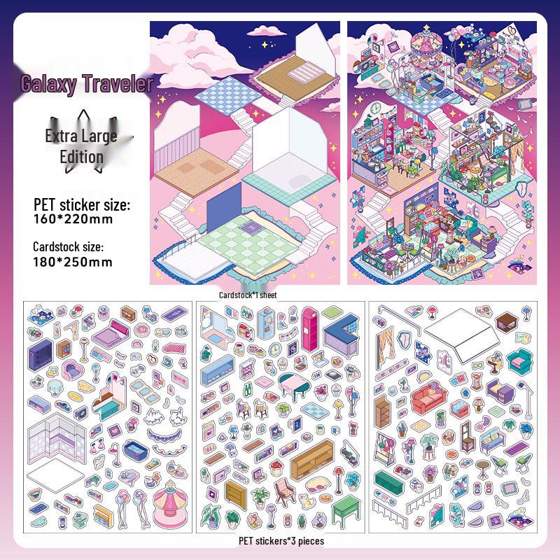 Infeel.Me My Little House 3D Scenery Stickers - Miniature Two-Layer Quiet Book Series